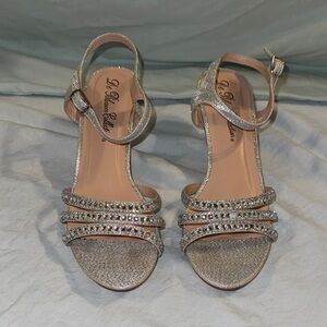 De Blossom Collection Glittering Silver Strappy Heels